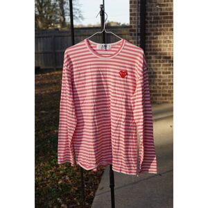 Comme des Garçons Play Striped Long Sleeve Rare Pink XL